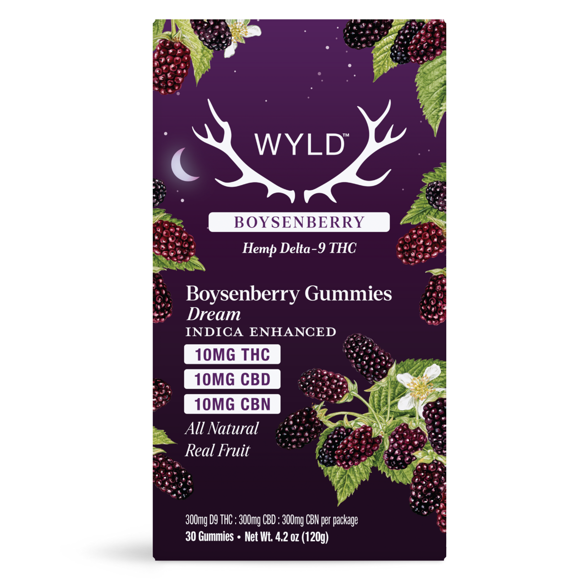 Wyld Boysenberry (Indica) THC CBD CBN gummies 10mg 30ct