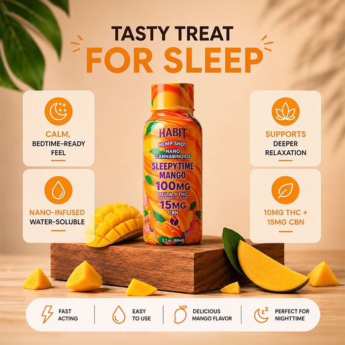 Habit 100 MG Delta 9 THC Hemp Shot – Sleepytime Mango (3)