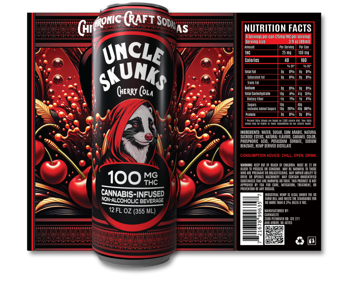 Uncle Skunks Cherry Cola 100mg Chronic Craft Soda (12oz) (3)