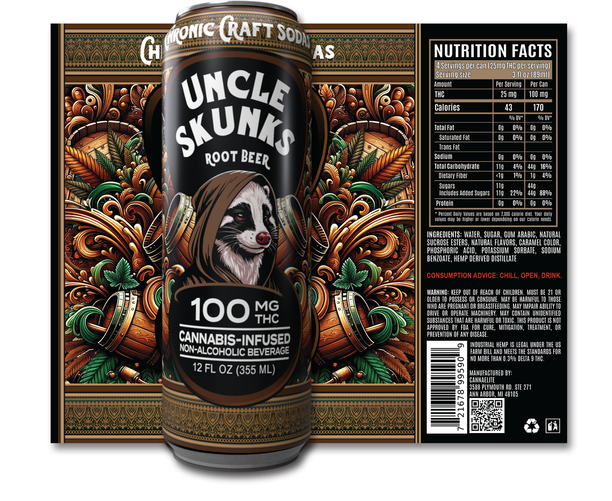 Uncle Skunks Root Beer 100mg Chronic Craft Soda (12oz) (3)