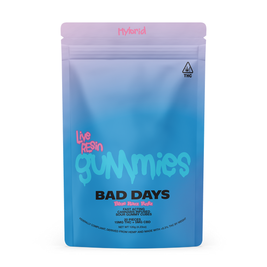 Bad Days Blue Razz Rntz Live Resin THC Gummies 400mg