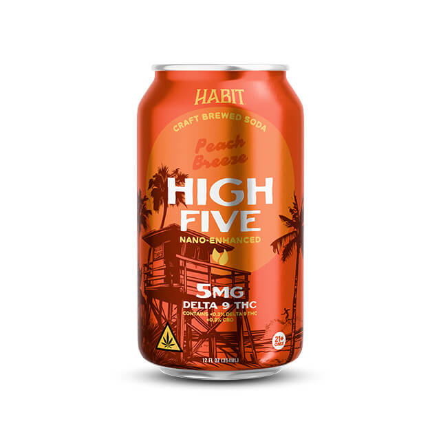 Habit High Five Peach Breeze 5MG Delta 9 THC Soda