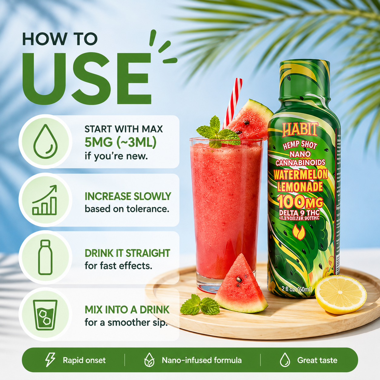 Habit 100 MG Delta 9 THC Hemp Shot – Watermelon Lemonade (3)