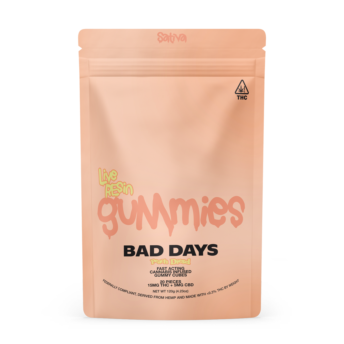 Bad Days Peach Diesel Live Resin THC Gummies 400mg