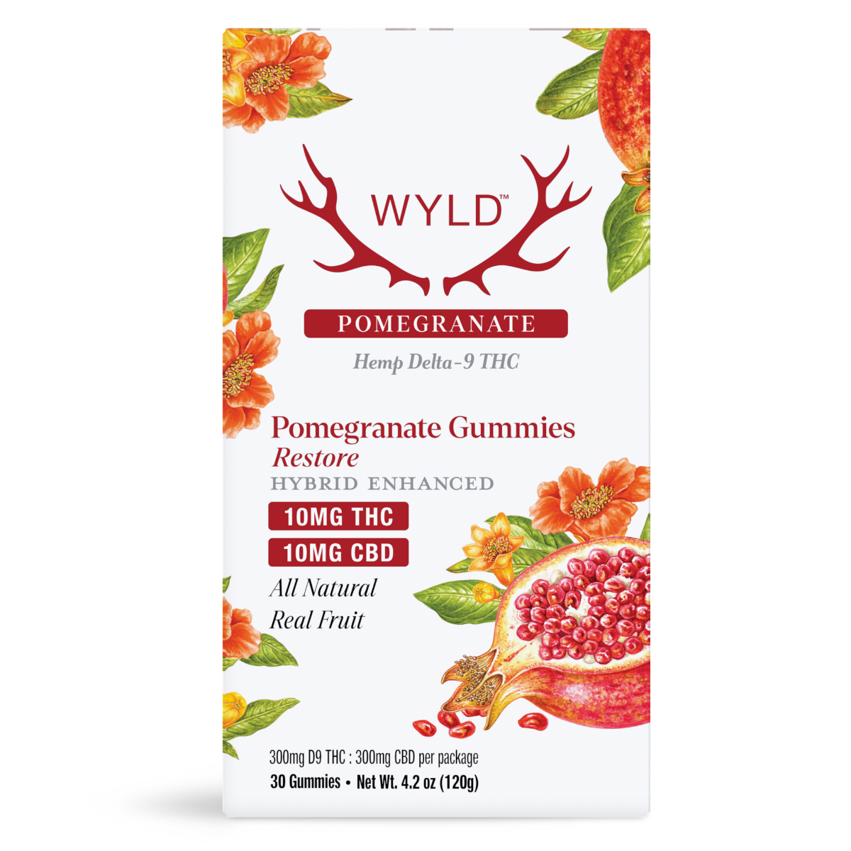 Wyld Pomegranate (Hybrid) THC CBD gummies 10mg 30ct
