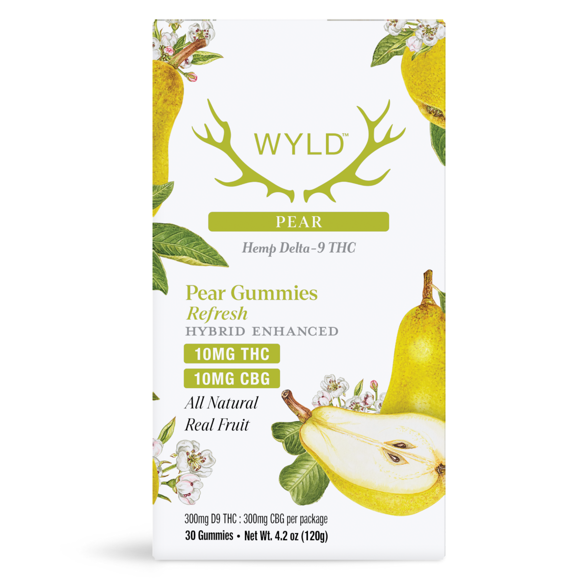 Wyld Pear (Hybrid) THC CBG gummies 10mg 30ct