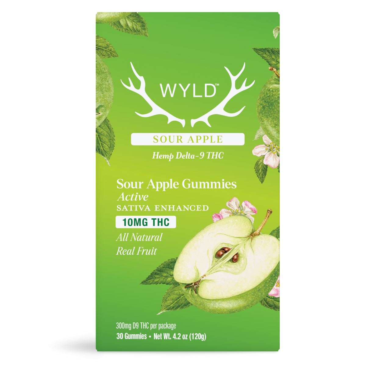 Wyld Sour Apple (Sativa) THC gummies 10mg 30ct