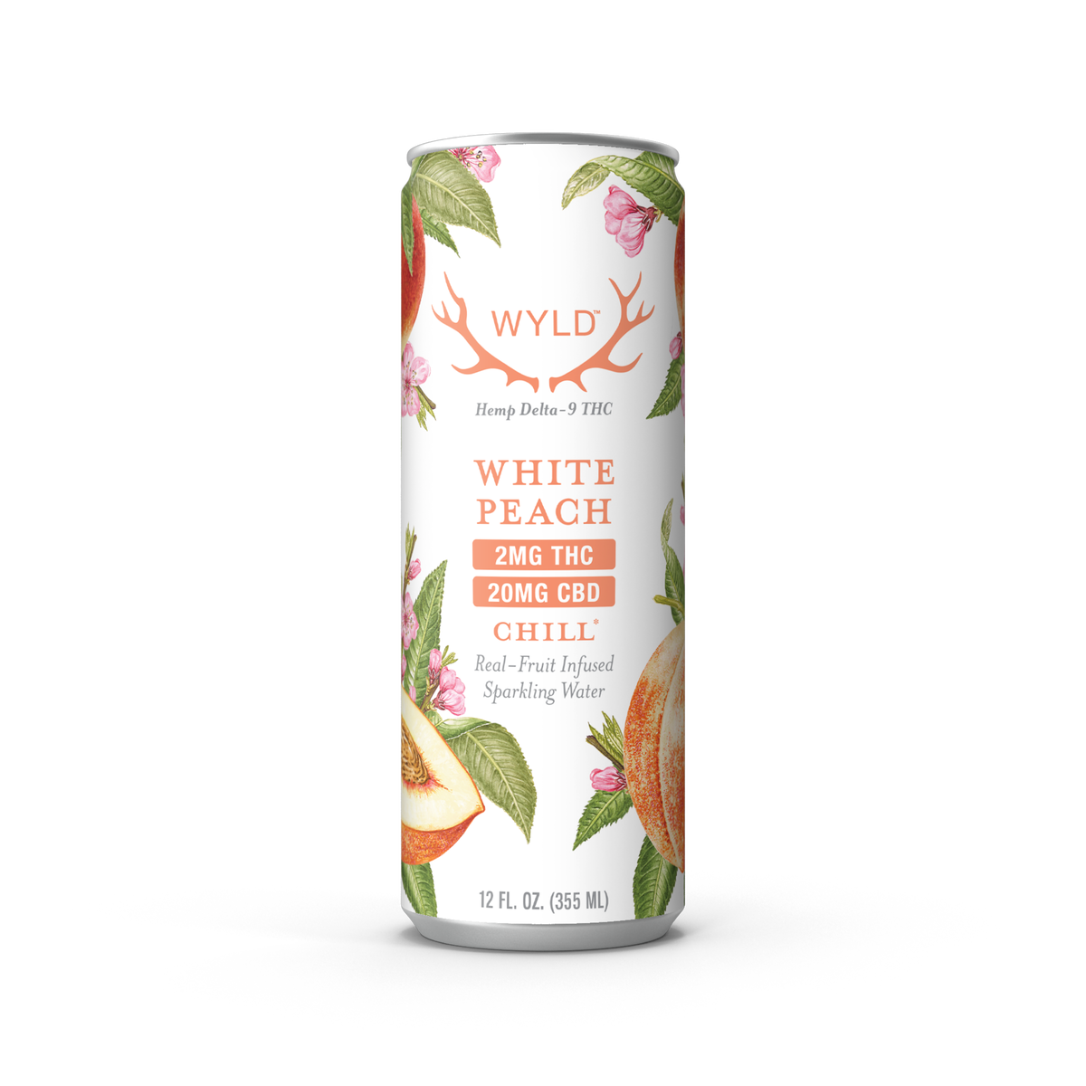 Wyld Low-Dose White Peach CBD:THC Sparkling Water — Chill