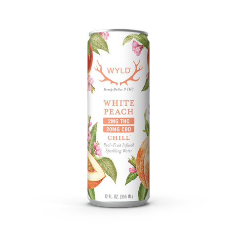 Wyld Low-Dose White Peach CBD:THC Sparkling Water — Chill