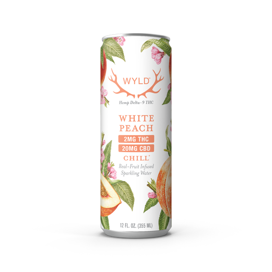 Wyld Low-Dose White Peach CBD:THC Sparkling Water — Chill