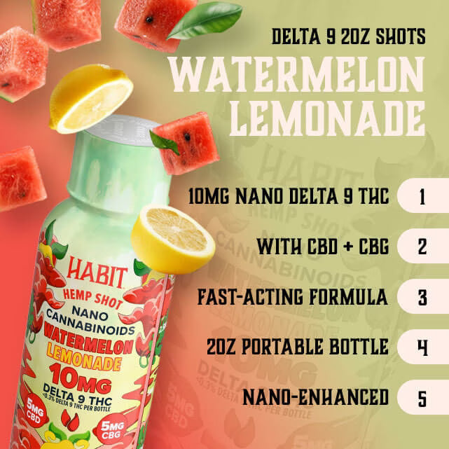 Habit 10MG Delta-9 Shot – Watermelon Lemonade – CBG + CBD (3)