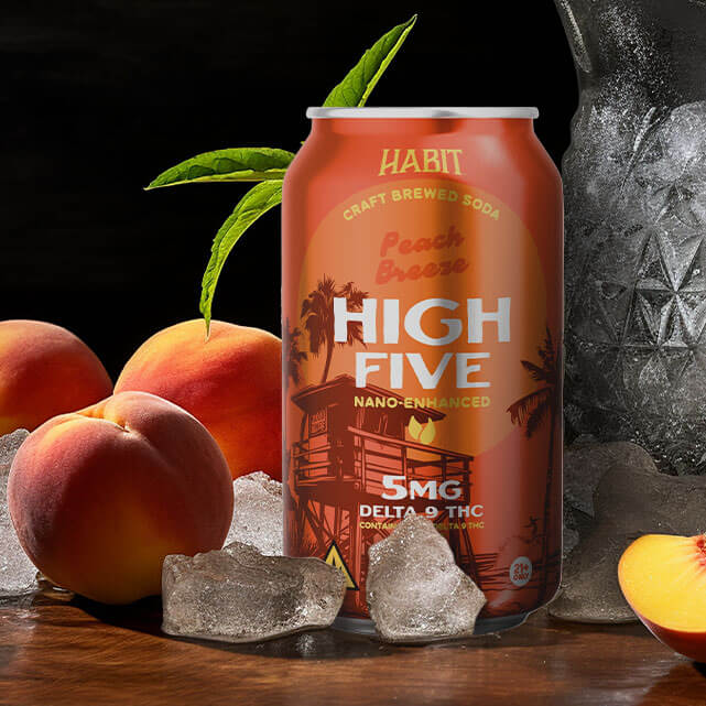 Habit High Five Peach Breeze 5MG Delta 9 THC Soda (2)
