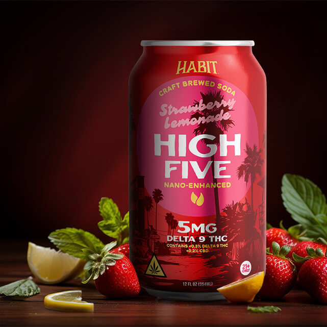 Habit High Five Strawberry Lemonade 5MG Delta 9 THC Soda (2)