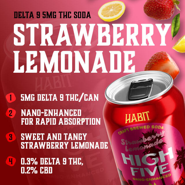 Habit High Five Strawberry Lemonade 5MG Delta 9 THC Soda (3)