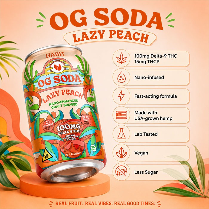 Habit Delta 9 THC OG Soda – 100mg – Lazy Peach (2)